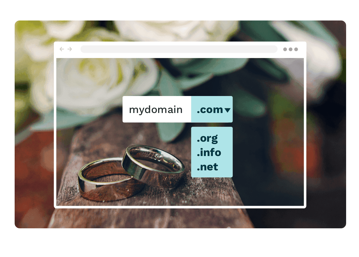 Ein Beispiel für eine individuelle Domain einer Hochzeitswebsite.